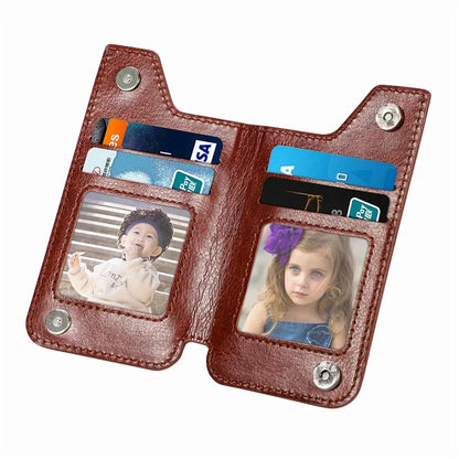 Phone Zipper Wallet Card Bag PU Leather Adhesive Kickstand Card Holder