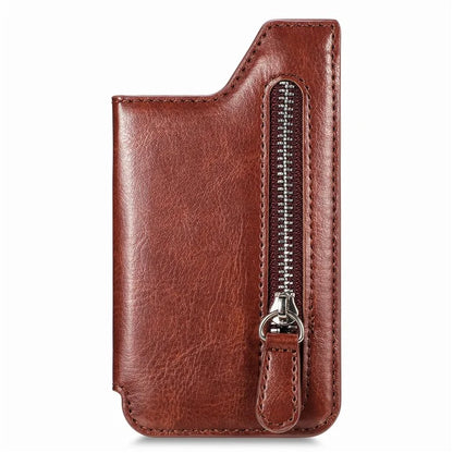 Phone Zipper Wallet Card Bag PU Leather Adhesive Kickstand Card Holder