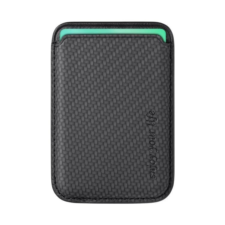 Magnetic Card Holder Carbon Fiber Texture PU Leather Phone Card Bag