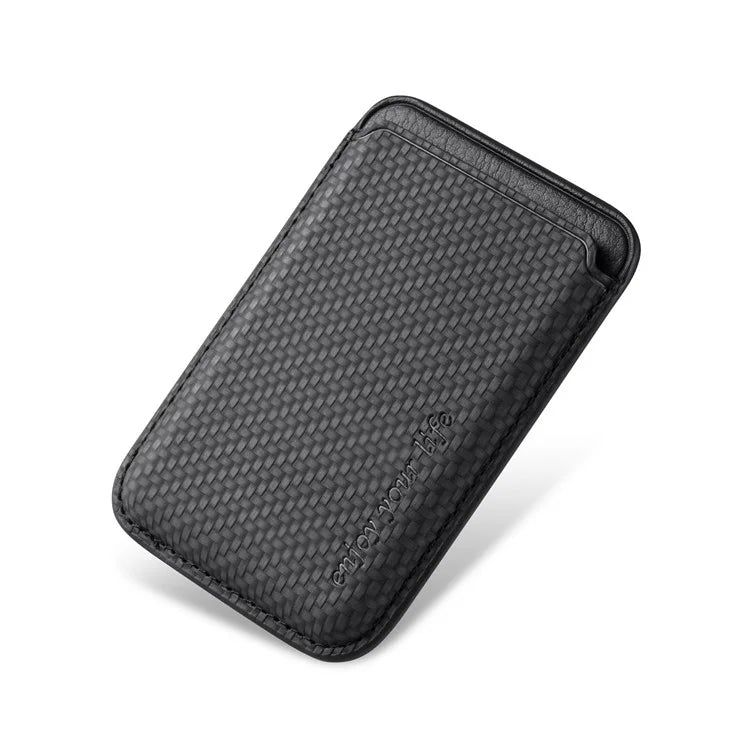 Magnetic Card Holder Carbon Fiber Texture PU Leather Phone Card Bag