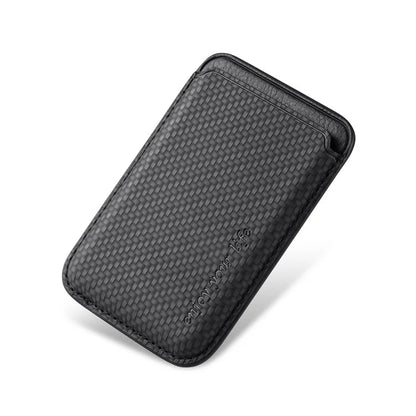 Magnetic Card Holder Carbon Fiber Texture PU Leather Phone Card Bag