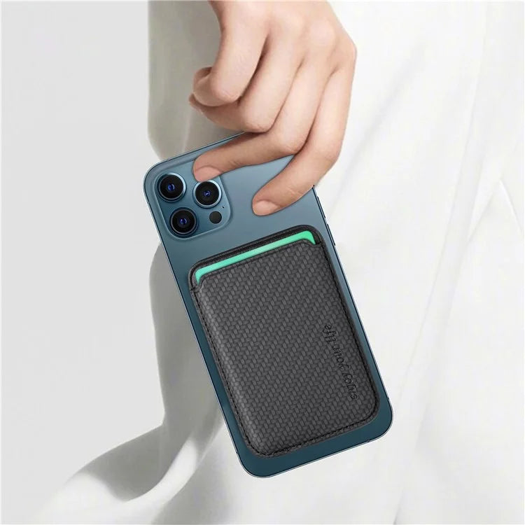 Magnetic Card Holder Carbon Fiber Texture PU Leather Phone Card Bag