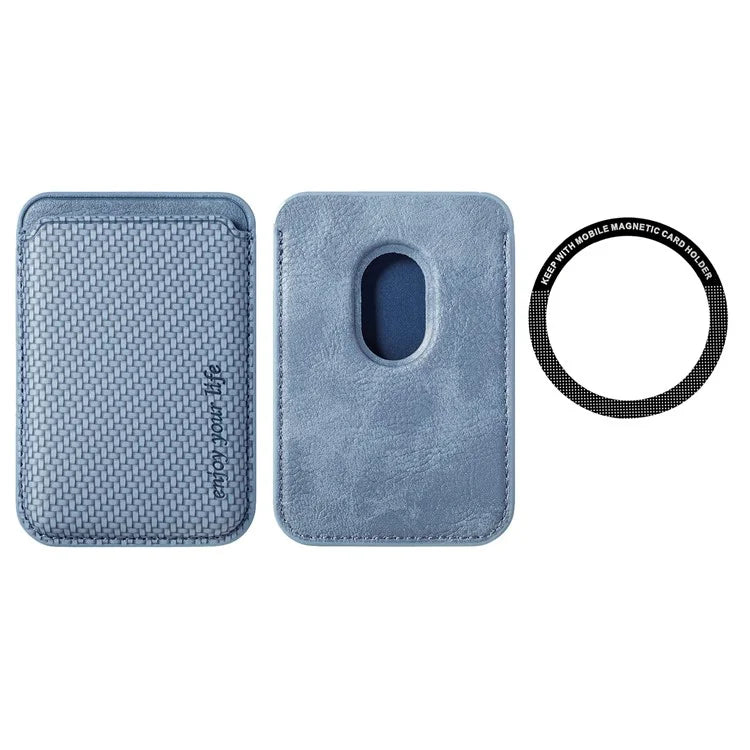 Magnetic Card Holder Carbon Fiber Texture PU Leather Phone Card Bag