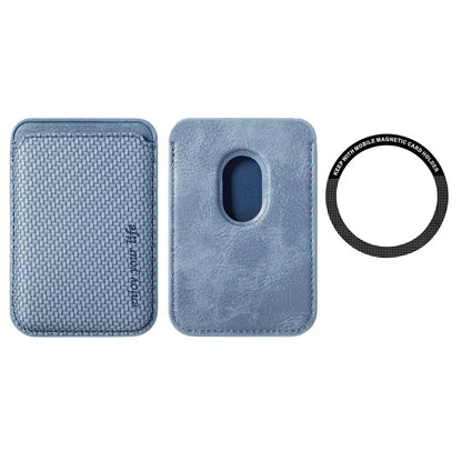 Magnetic Card Holder Carbon Fiber Texture PU Leather Phone Card Bag