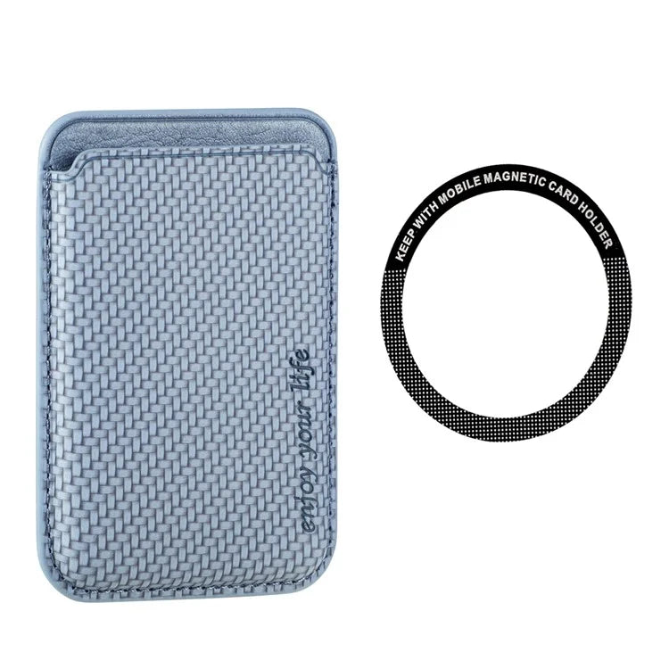 Magnetic Card Holder Carbon Fiber Texture PU Leather Phone Card Bag