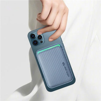 Magnetic Card Holder Carbon Fiber Texture PU Leather Phone Card Bag