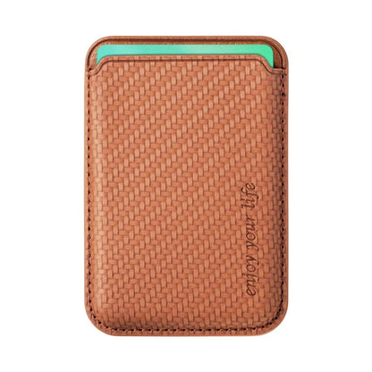 Magnetic Card Holder Carbon Fiber Texture PU Leather Phone Card Bag
