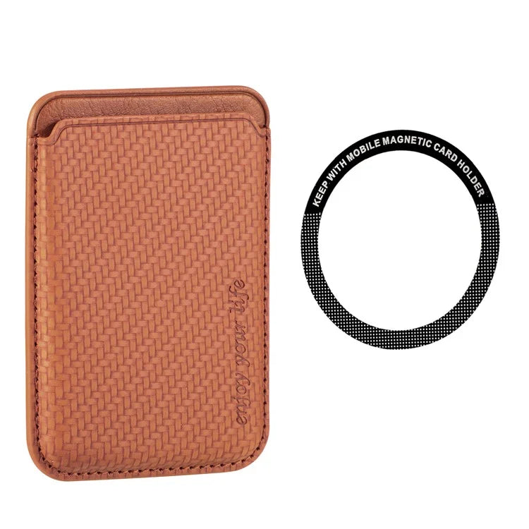 Magnetic Card Holder Carbon Fiber Texture PU Leather Phone Card Bag