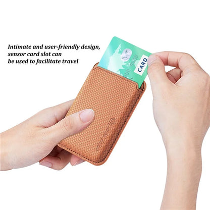 Magnetic Card Holder Carbon Fiber Texture PU Leather Phone Card Bag