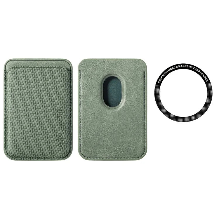 Magnetic Card Holder Carbon Fiber Texture PU Leather Phone Card Bag