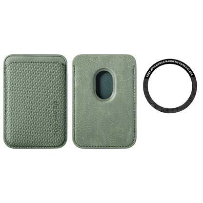 Magnetic Card Holder Carbon Fiber Texture PU Leather Phone Card Bag