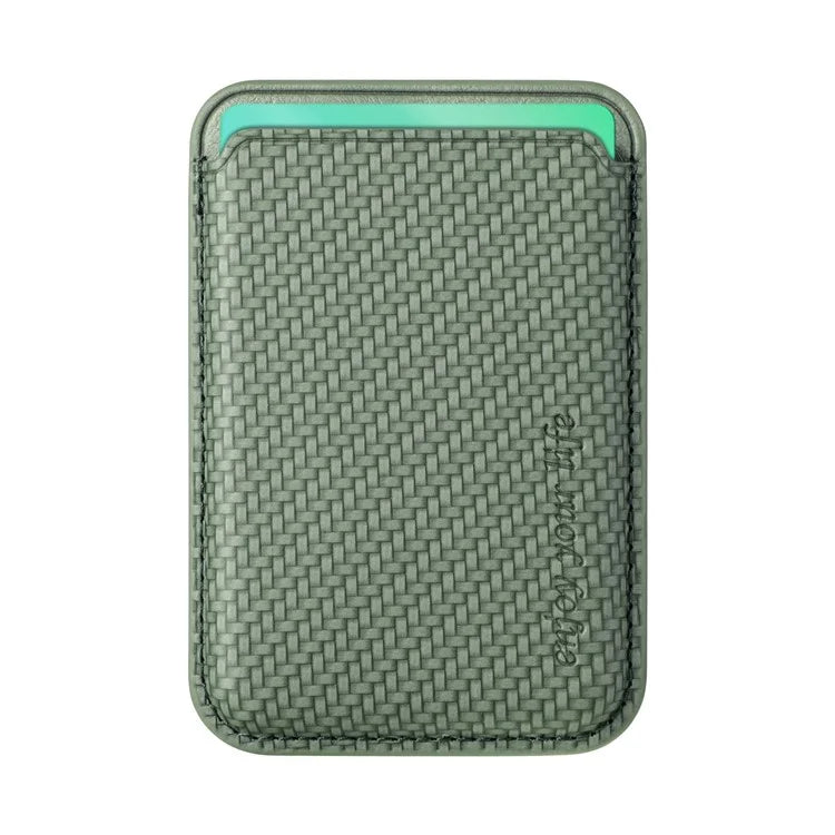 Magnetic Card Holder Carbon Fiber Texture PU Leather Phone Card Bag
