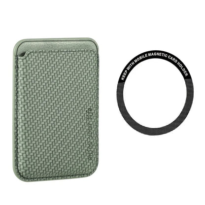 Magnetic Card Holder Carbon Fiber Texture PU Leather Phone Card Bag