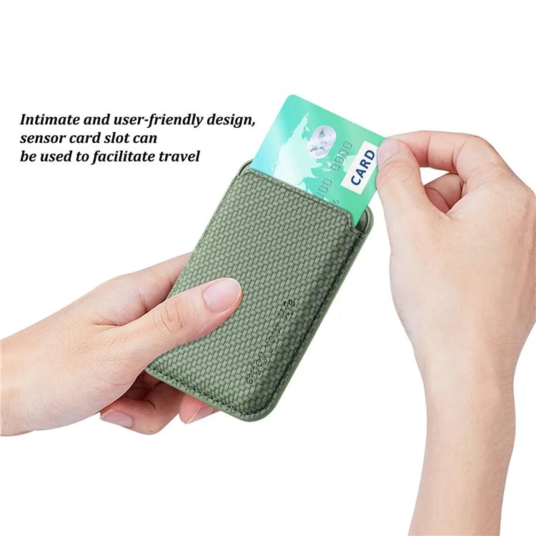 Magnetic Card Holder Carbon Fiber Texture PU Leather Phone Card Bag