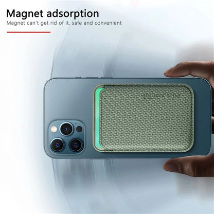 Magnetic Card Holder Carbon Fiber Texture PU Leather Phone Card Bag