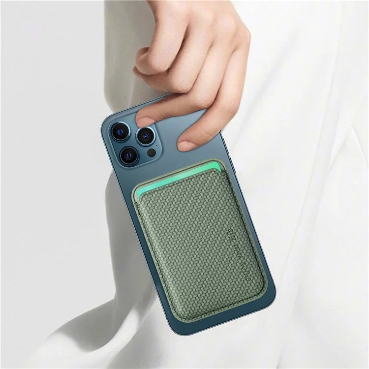Magnetic Card Holder Carbon Fiber Texture PU Leather Phone Card Bag