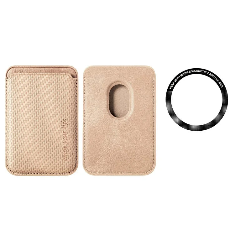 Magnetic Card Holder Carbon Fiber Texture PU Leather Phone Card Bag