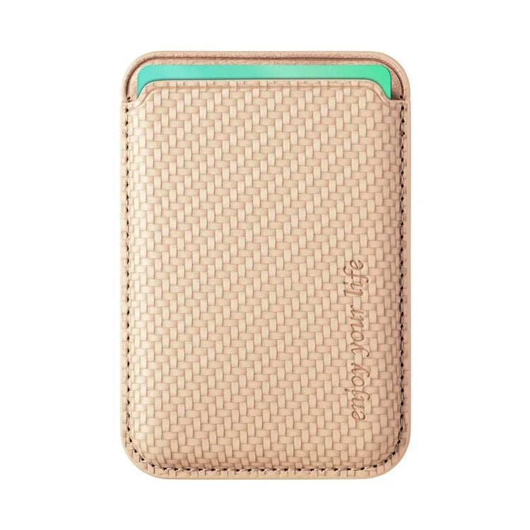 Magnetic Card Holder Carbon Fiber Texture PU Leather Phone Card Bag