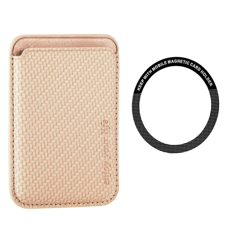 Magnetic Card Holder Carbon Fiber Texture PU Leather Phone Card Bag