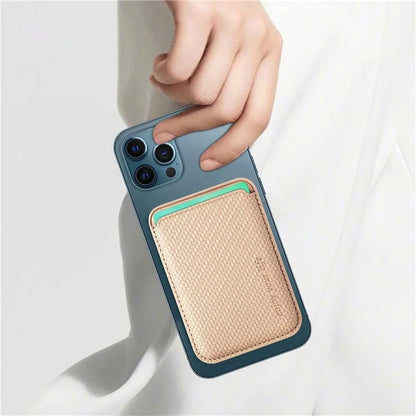 Magnetic Card Holder Carbon Fiber Texture PU Leather Phone Card Bag