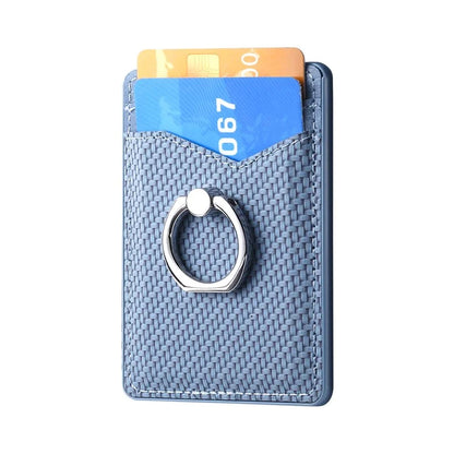 Adhesive Card Holder Carbon Fiber Texture Ring Kickstand Leather Card Bag