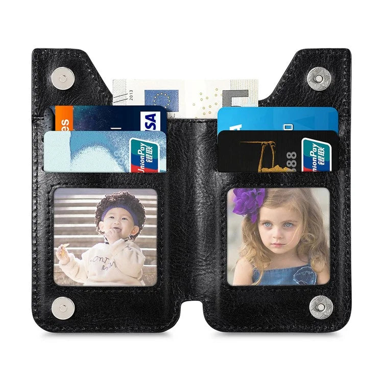 Retro Texture PU Leather Zipper Card Holder Bag Adhesive Kickstand Zipper Wallet