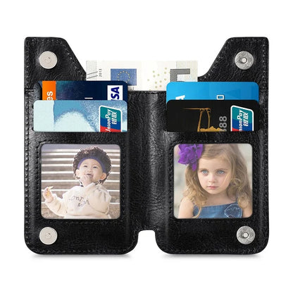 Retro Texture PU Leather Zipper Card Holder Bag Adhesive Kickstand Zipper Wallet
