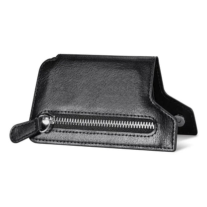 Retro Texture PU Leather Zipper Card Holder Bag Adhesive Kickstand Zipper Wallet
