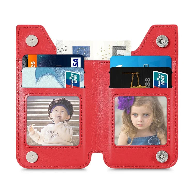 Retro Texture PU Leather Zipper Card Holder Bag Adhesive Kickstand Zipper Wallet