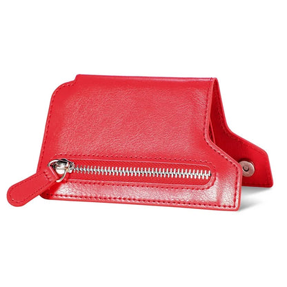 Retro Texture PU Leather Zipper Card Holder Bag Adhesive Kickstand Zipper Wallet