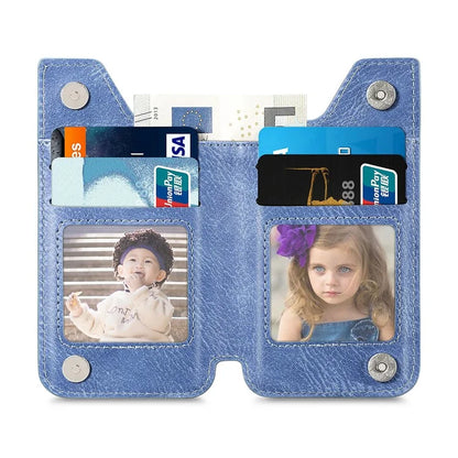 Retro Texture PU Leather Zipper Card Holder Bag Adhesive Kickstand Zipper Wallet