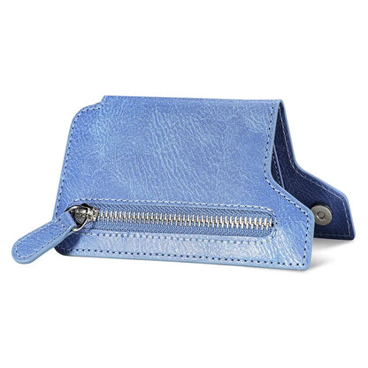 Retro Texture PU Leather Zipper Card Holder Bag Adhesive Kickstand Zipper Wallet
