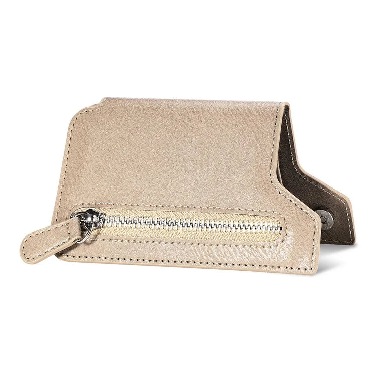 Retro Texture PU Leather Zipper Card Holder Bag Adhesive Kickstand Zipper Wallet