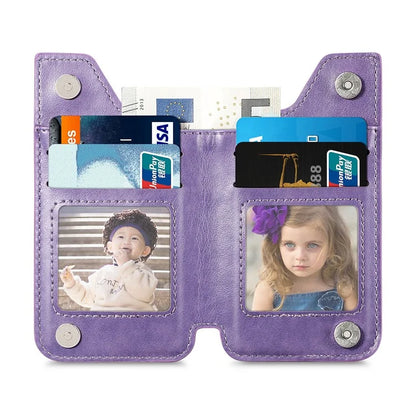 Retro Texture PU Leather Zipper Card Holder Bag Adhesive Kickstand Zipper Wallet