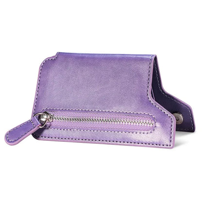 Retro Texture PU Leather Zipper Card Holder Bag Adhesive Kickstand Zipper Wallet