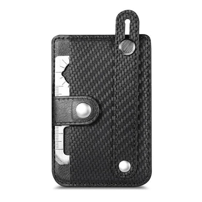 Carbon Fiber Phone Card Holder Wristband Kickstand Leather Card Bag with Card Knife
