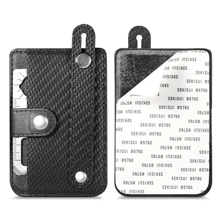 Carbon Fiber Phone Card Holder Wristband Kickstand Leather Card Bag with Card Knife