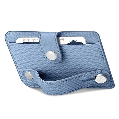 Carbon Fiber Phone Card Holder Wristband Kickstand Leather Card Bag with Card Knife