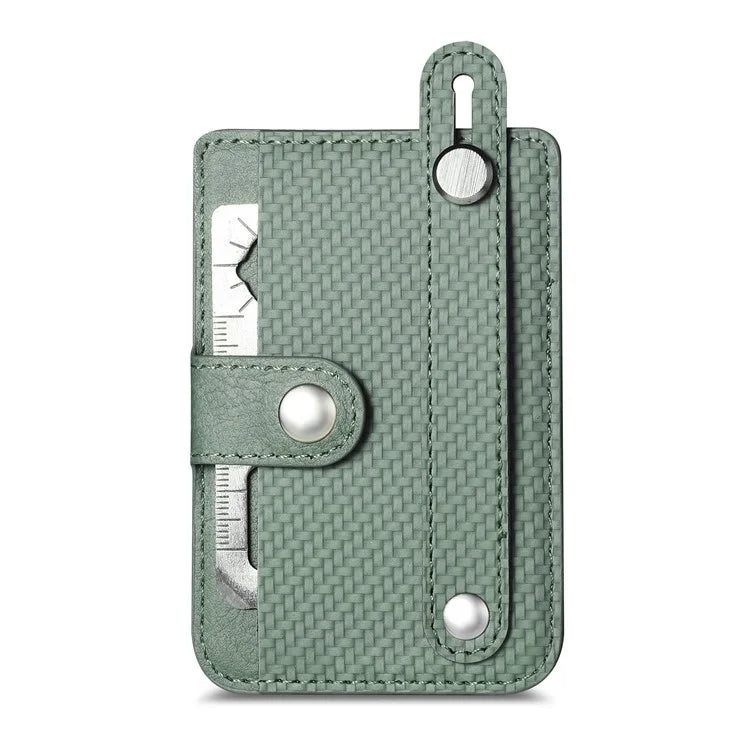Carbon Fiber Phone Card Holder Wristband Kickstand Leather Card Bag with Card Knife