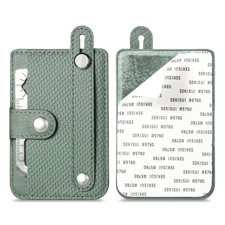 Carbon Fiber Phone Card Holder Wristband Kickstand Leather Card Bag with Card Knife