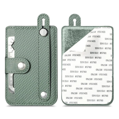 Carbon Fiber Phone Card Holder Wristband Kickstand Leather Card Bag with Card Knife