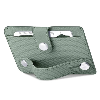 Carbon Fiber Phone Card Holder Wristband Kickstand Leather Card Bag with Card Knife
