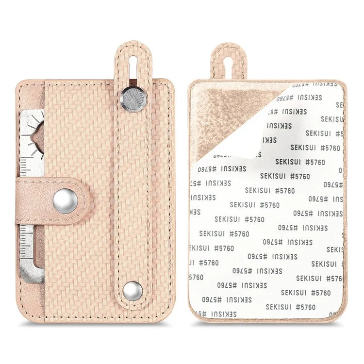 Carbon Fiber Phone Card Holder Wristband Kickstand Leather Card Bag with Card Knife