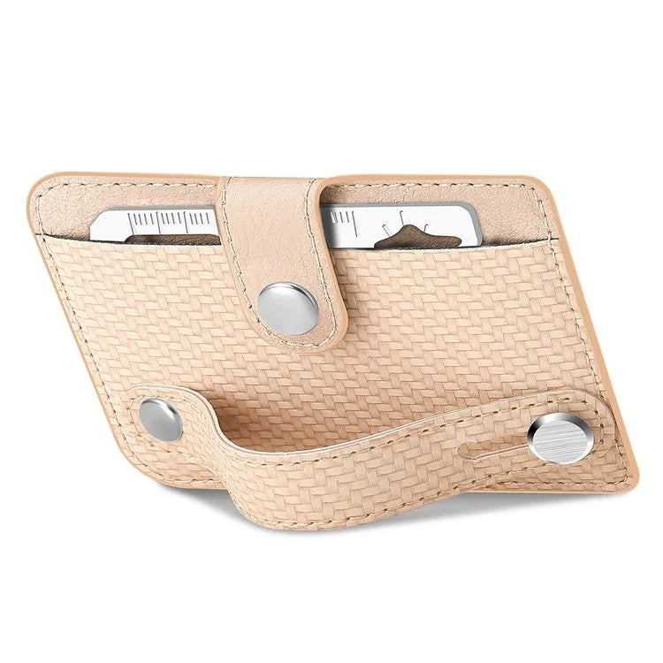 Carbon Fiber Phone Card Holder Wristband Kickstand Leather Card Bag with Card Knife