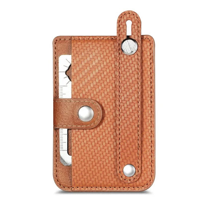 Carbon Fiber Phone Card Holder Wristband Kickstand Leather Card Bag with Card Knife