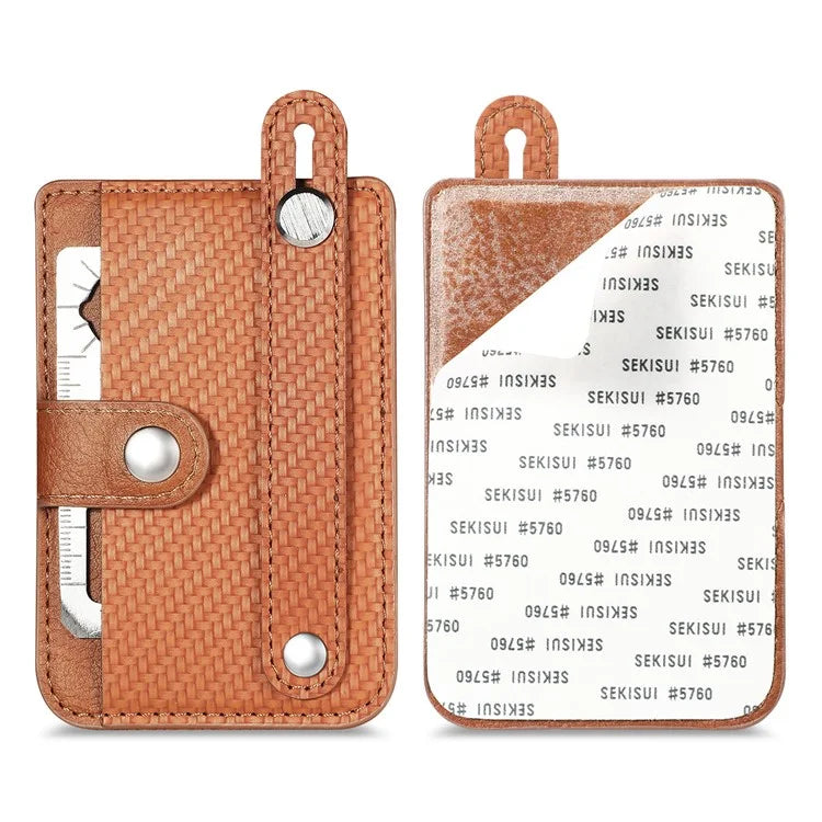 Carbon Fiber Phone Card Holder Wristband Kickstand Leather Card Bag with Card Knife