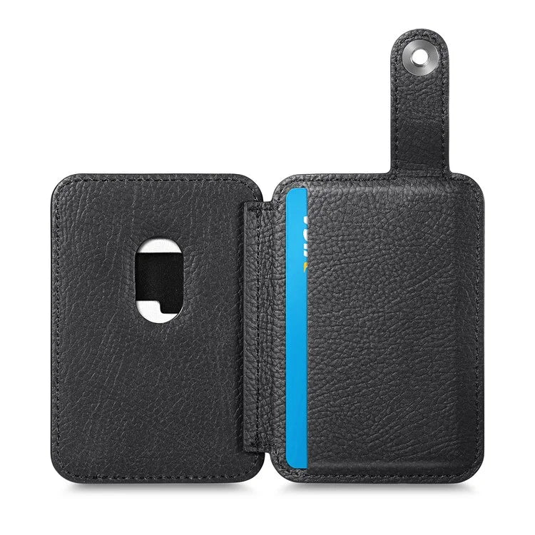 Phone Card Holder Carbon Fiber Texture Kickstand Adhesive PU Leather Card Bag