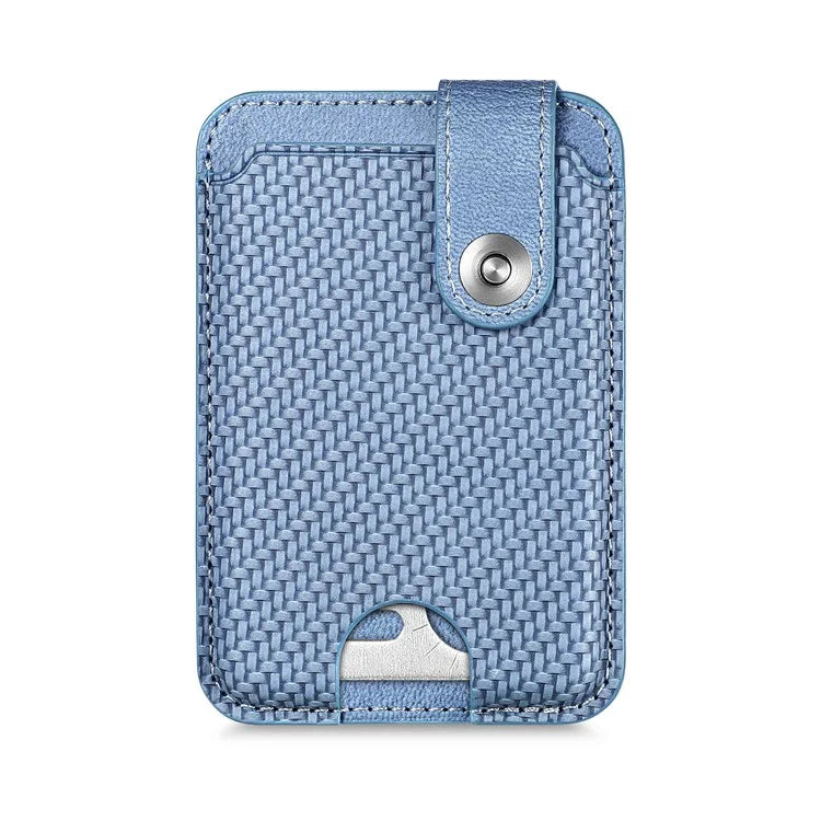 Phone Card Holder Carbon Fiber Texture Kickstand Adhesive PU Leather Card Bag