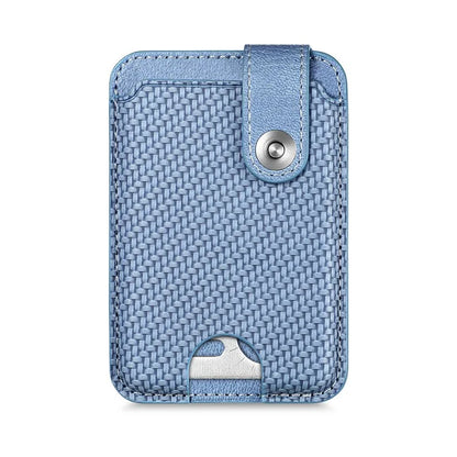 Phone Card Holder Carbon Fiber Texture Kickstand Adhesive PU Leather Card Bag