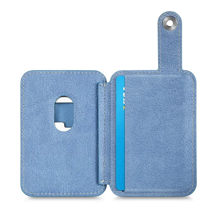 Phone Card Holder Carbon Fiber Texture Kickstand Adhesive PU Leather Card Bag